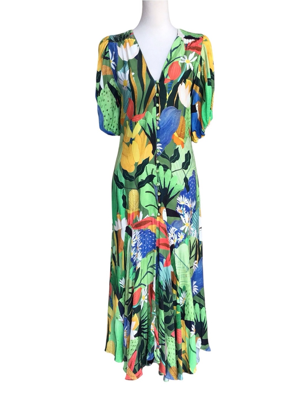 Farm Rio Vintage Toucans Button-Down Midi Dress